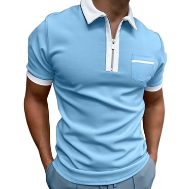 BOBOGOJP Polos Grande Taille pour Hommes T-Shirt à Manches Courtes Chemises de Golf Décontractées Haut de Tennis Extérieur T-Shirts (Bleu Clair,TG)