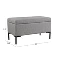 thumbnail image 4 of HomePop 17.5" Medium Modern Woven Fabric Storage Bench with Metal Legs in Gray, 4 of 12