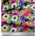 thumbnail image 2 of Feuilles de Voile de Coton Pomme, Lotus & Anémone Tissu Imprimé Floral par Yard 42 Pouces de Large, 2 of 3