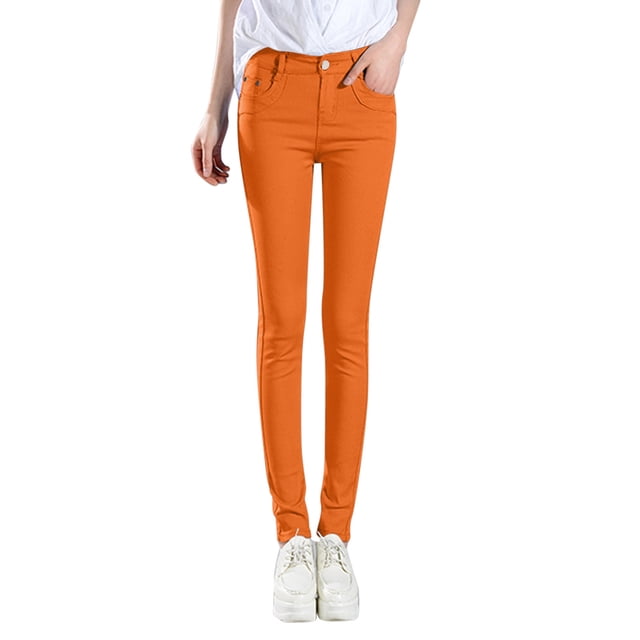 Kcodviy Women High Rise Jean Plus Size Pants for Women Work Casual Classic Solid Color Ankle Pants for Women Work Casual High Waist Jeans Casual Regular Tight Fitting Jeans