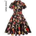 thumbnail image 1 of Robe Vintage d'Été pour Femmes Imprimé Perroquet 2024 Robe de Soirée Rétro Verte Rockabilly Années 50 60 Robe d'Été, 1 of 7