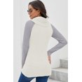 thumbnail image 4 of Pulls Femmes Chauds Asymétriques Tricotés Col Roulé Unis Enveloppants Manches Longues Chemises Tops Décontractés TG, 4 of 5