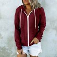 thumbnail image 2 of Timegard Chandail à Capuchon à Fermeture Éclair pour Femme Grande Taille Automne Décontracté Ample Couleur Unie Veste Manteau Confortable avec Poches, 2 of 6