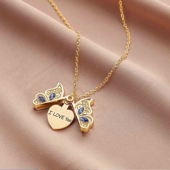 Dvkptbk Mother's Collier Bicolore en Forme de Cœur avec Pendentif Incrusté d'Amour, Bijou de Mode