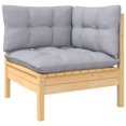 thumbnail image 2 of vidaXL 9 Piece Garden Lounge Set with Grey Cushions Solid Pinewood, 2 of 5
