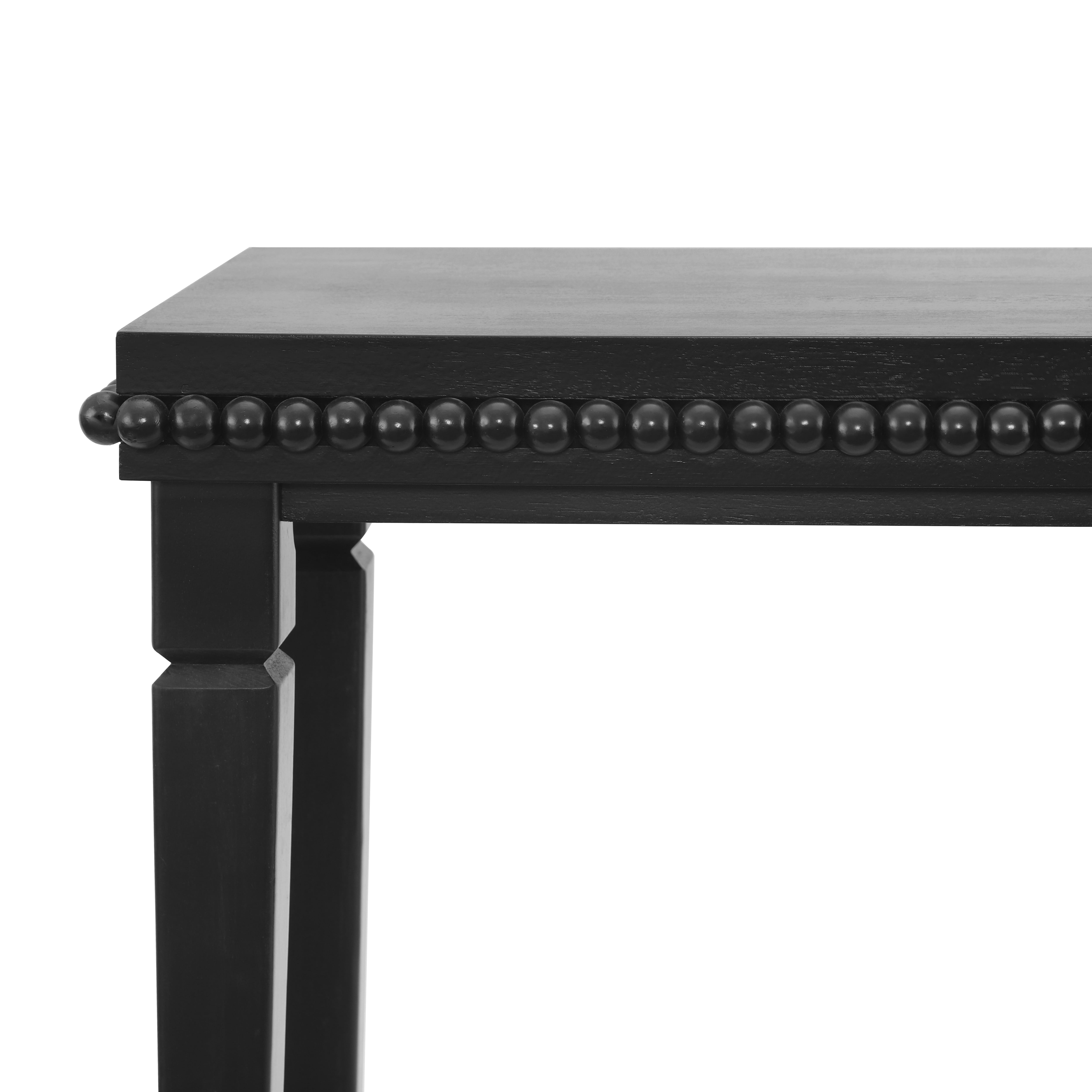 Noble House Table Console de Ferme avec Garniture Perlée, Placage de Bois Naturel Table de Canapé d'Entrée pour Salon et Couloir, Noir