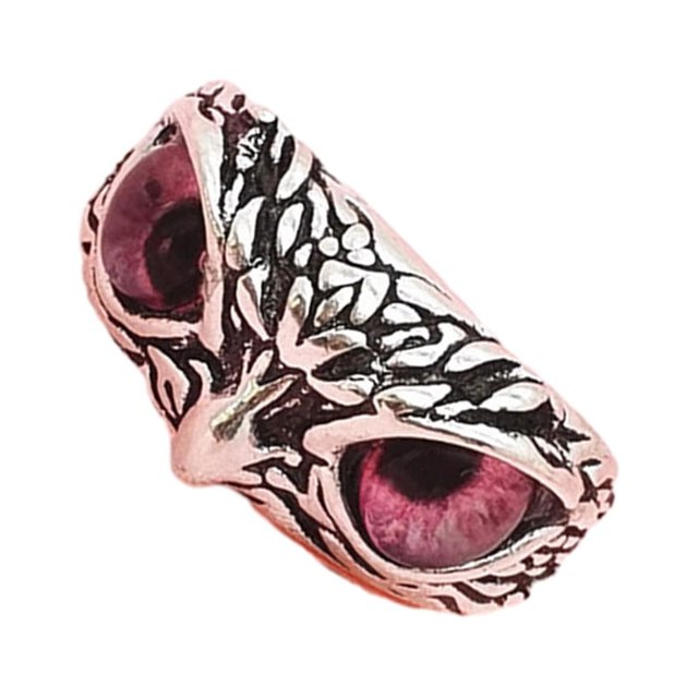 Maytalsory Retro Owl Eye Ring Electroplated With Luster Eye Owl Ring Alloy Exquisite Craft Adjustable Size Official Pink 1Set