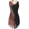 thumbnail image 3 of RUNQHUI Robe de Patinage Artistique Femmes Strass Scintillants Justaucorps de Danse Ballet pour Compétition Rose Poussiéreux m, 3 of 7