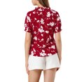 thumbnail image 3 of INSPIRE CHIC Women's Ruffle Tie Neck Casual Short Sleeve Floral Blouse, 3 of 6