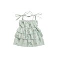 thumbnail image 1 of Xingqing 4 Couleurs d'Été Bébé Filles Mignonne Robe Fleurs Imprimées sur l'Épaule Sans Manches A-Ligne Mini Robe, 1 of 7