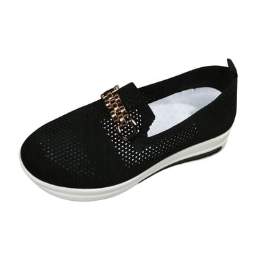 Kcodviy Ladies Metal Buckle Mesh 996 V2 Sneaker - Women's Breathable Round Toe Thick Womens Slip on Sneaker Sole Casual Sports Shoes