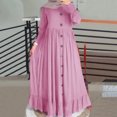 thumbnail image 2 of Kcodviy Nouvelle Robe Saisonnière Musulmane en Lin Décontractée à Col en V Rétro Robe Maxi Décontractée Robes Maxi pour Femmes pour l'Été Surdimensionnée Col Rond à Volants Grande Taille Robes Maxi Ourlet Robe pour Grande Taille Robe Midi d'Été S, 2 of 8