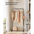 thumbnail image 2 of Clothes Rack with Wheels, 29.1 Inch Garment Rack, Clothing Rack for Hanging Clothes, with Dense Mesh Storage Shelf, 77 lb Load Capacity, 2 Brakes, Steel Frame, Black, 2 of 6