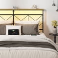 thumbnail image 4 of GUNAITO Queen Size Floating Bed Frame Metal Platform Bed with LED Lights & Charging Station Modern Bed with Headboard and Under-bed Storage Black, 4 of 8
