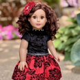 thumbnail image 4 of - Esprit de Vacances - Ensemble 3 Pcs - Robe de Fête Taffetas Rouge avec Chaussures Rouges et Bandeau - Vêtements pour Poupée de 18 Pouces (Poupée Non Incluse), 4 of 5