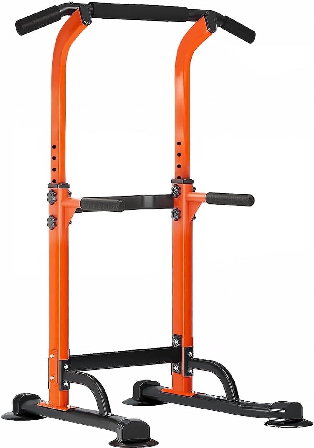 SOGES Height Adjustable Power Tower Dip Stands Pull up Bar Strength Training for Home Gym Orange