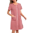 thumbnail image 2 of Peignoirs à Fermeture Éclair pour Femmes, Robe de Chambre Légère à Carreaux à Manches Courtes Longueur Genou avec Poches, Robe de Nuit m, 2 of 6