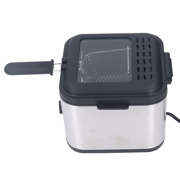 Friteuse Électrique à Frites de 2,5 L, Friteuse Électrique Carrée en Acier Inoxydable à Température Réglable de 1000 W pour Poulet, Oignon, Anneau