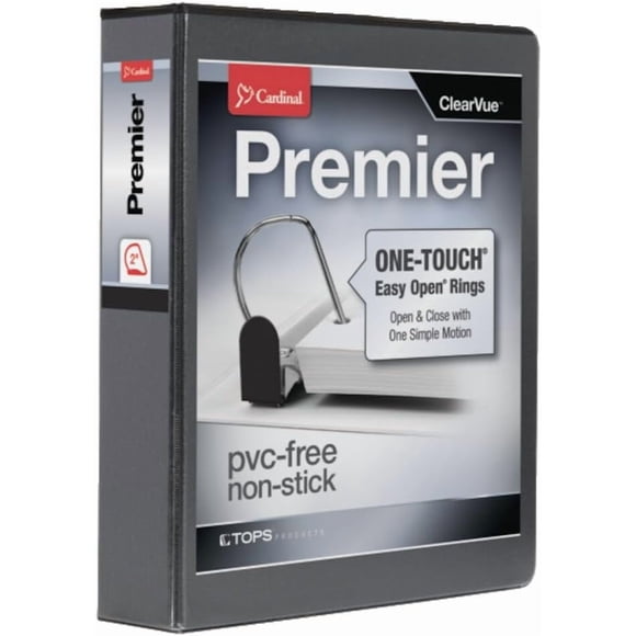 HZXC-Binder, 2-Inch Slant-D Rings with ONE-Touch Easy Open, 565-Sheet Capacity, ClearVue Custom Covers, Archival Safe, Recycled, Black, Heavy-Duty Binder for Office or School Presentations