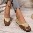thumbnail image 4 of Brown Flats For Ladies Square Toe Low Cut Slip-On Color Block Breathable Soft Sole Lightweight Casual Daily Footwear For All Seasons Size 36, 4 of 8