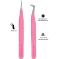 thumbnail image 2 of Fiber Tip Glitter 2 pcs Tweezers- Straight and L Shape Pink Volume Tweezers., 2 of 6