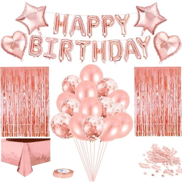 Décorations et Fournitures de Fête d'Anniversaire Rose Doré, Bannière « Happy Birthday »