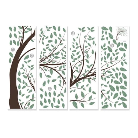 Elapind Autocollants Muraux, Grands Autocollants Muraux Arbre - 4 Pcs Autocollants Feuille Pelables et Autocollants pour Déco Maison, Autocollants Muraux Amovibles, Vert