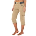 thumbnail image 1 of Cameland Pantalon Cargo de Randonnée pour Femmes en Coton, Taille Élastique, Pantacourt d'Extérieur à Bas Resserré, Pantalon de Sport avec Poches, 1 of 6