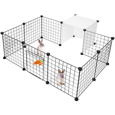 Cage pour Petits Animaux Bricolage, Parc pour Animaux Extension de Enclos pour Lapin Cage pour Cochon d'Inde, Cages Portatives en Fil Métallique pour Animaux, 14 Panneaux ( Chaque Panneau : 14 Pouces x 14 Pouces)