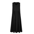 thumbnail image 4 of Gspmoly Robes pour Femmes, Nouvelle Robe d'Été Européenne Ample Plissée à la Mode Sans Manches en Lin Uni, Robe Sans Manches à Col en V et Longueur Cheville, Robes de Vacances pour Femmes jusqu'à 65 % de Rabais, 4 of 5
