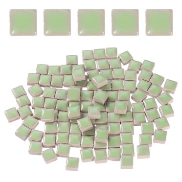 205pcs Square Ceramic Mosaic Tiles, Bulk Stained Mosaic Tiles for DIY Art Crafts(200g, Grass Green)