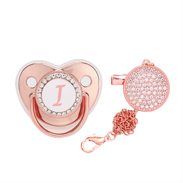 XZNGL Baby Pacifier 26 Letter Name Initial Clip Silicone Infant Nipple Bling Newborn Pacifier