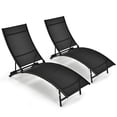 thumbnail image 2 of Costway 2 PCS Patio Folding Chaise Lounge Chair Recliner Adjustable Stackable Deck Black, 2 of 10