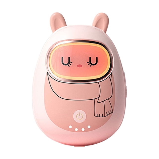 Dvkptbk Chauffe-Mains Rechargeables Électriques Rechargeables Portable de Poche Réutilisable Chauffe-Mains USB Rechargeable Dessins Animés Chauffe-Mains-Charge USB. un Rose, Chauffe-Mains Portable avec un Mignon design de Dessin Animé Présentant un Visage Endormi et un Détail Foulard. Il A un Bouton d'Alimentation, des Indicateurs DEL, et une Forme Ergonomique avec un Attache-Cordon. Idéal pour les Activités de Plein Air comme la Randonnée, le Ski et le camping, Ou pour une Utilisation Intérieure dans les Dortoirs et les Bureaux.