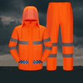 thumbnail image 2 of Sentmoon Ensemble de 2 Pcs Manteaux de Pluie pour Hommes Imperméables avec Capuchon et Pantalons de Randonnée Manches Longues Imperméables pour Femmes Extérieur Réfléchissants Ponchos pour Adultes avec Capuchon pour la Randonnée, le Camping Orange G, 2 of 7
