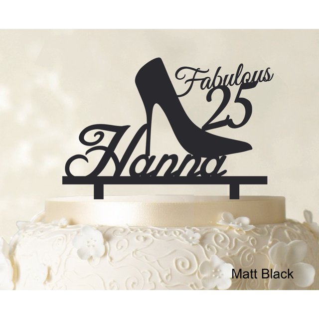 Custom Birthday Cake Topper Personalized Matt Black Cake Topper Color Option Available 5-7 Inches Wide