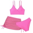 thumbnail image 1 of MIASHUI Kids Swimsuit Girls 3 Piece Bathing Suit Bikini Set with Ruched Cover Up Skirt,Pink,9-10 Years, 1 of 6