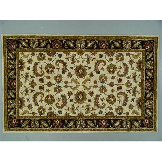 LS-RM30 8 x 11 ft. Kavera 100 Percent Long Fiber Wool Hand Made Rug, Beige & Black