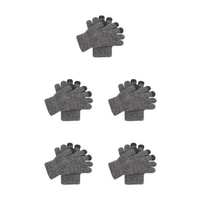 QualitChoice Phone Touch Screen Gloves Cycling Hiking Camping Hands Warm Keeping Accessory medium grey 5Set