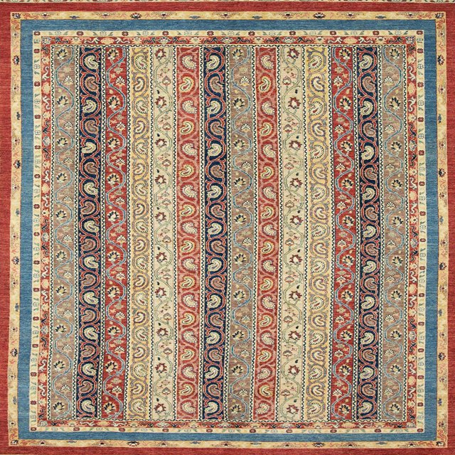 Ahgly Company Indoor Square Abstract Ginger Brown Green Oriental Area Rugs, 6' Square