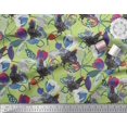 thumbnail image 3 of Soimoi Polyester Crepe Fabric Floral & Cock Watercolor Fabric Prints by Yard 42 Inch Wide, 3 of 3