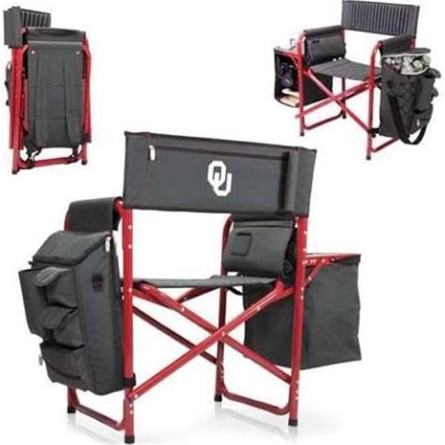 Picnic Time 807-00-600-454-0 University of Oklahoma Sooners Chaise Fusion à Impression Numérique, Gris Foncé et Rouge