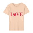 thumbnail image 4 of Meichang T-Shirts pour Femmes Hauts de la Saint-Valentin Imprimé Cœur Mignon T-Shirts Manches Courtes Col Rond Blouses de Vacances en Liquidation, 4 of 5