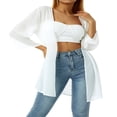 thumbnail image 1 of Veste en Mousseline Transparente pour Femmes, Couvre-Maillot Décontracté, Hauts, Cardigans de Plage, Blouse, Châle, Blanc, TTG, 1 of 7