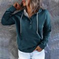 thumbnail image 2 of Mrat Sweat à Capuche à Fermeture à Glissière pour Femmes Mode Imprimée Poche Manches Longues Blouse Décontractée Hauts Chandail en Molleton Bouton Chandails à Capuchon Surdimensionné Chandail à Capuchon pour Femmes P-36 Marine G, 2 of 5