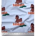 thumbnail image 1 of Soimoi Tissu Popeline de Coton Imprimé Cheval pour Enfants, Tissu au Mètre, 42 Pouces de Large, 1 of 3