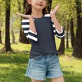 thumbnail image 4 of SERTG T-Shirt Mode Enfant Col Rond Manches 3/4 Imprimé Col Rond pour Été et Printemps 4-15 Ans (Noir4,13 Ans), 4 of 7