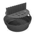thumbnail image 1 of jifeng Foldable Air Fryer Liner Round Kitchen Gadget Easy Clean Folding Baking Tray Black with Divider, 1 of 9