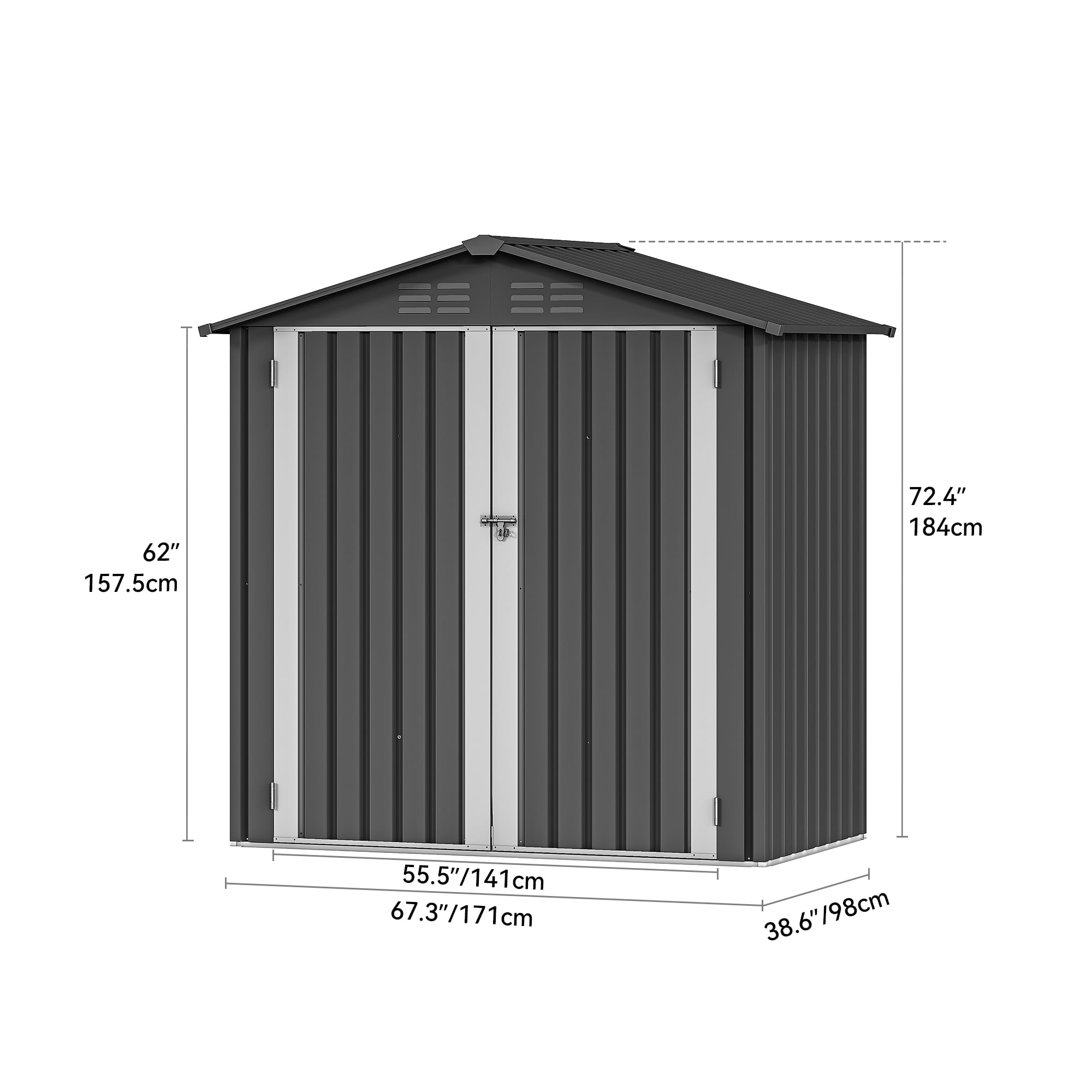 DEXTRUS 7x5 ft Metal Outdoor Shed with Air Vent & Lockable Door