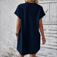thumbnail image 4 of Timegard Robe T-Shirt Femme à Manches Courtes Col Ras du Cou Robe Basique de Couleur Unie Robe Décontractée Confortable avec Poches, 4 of 6